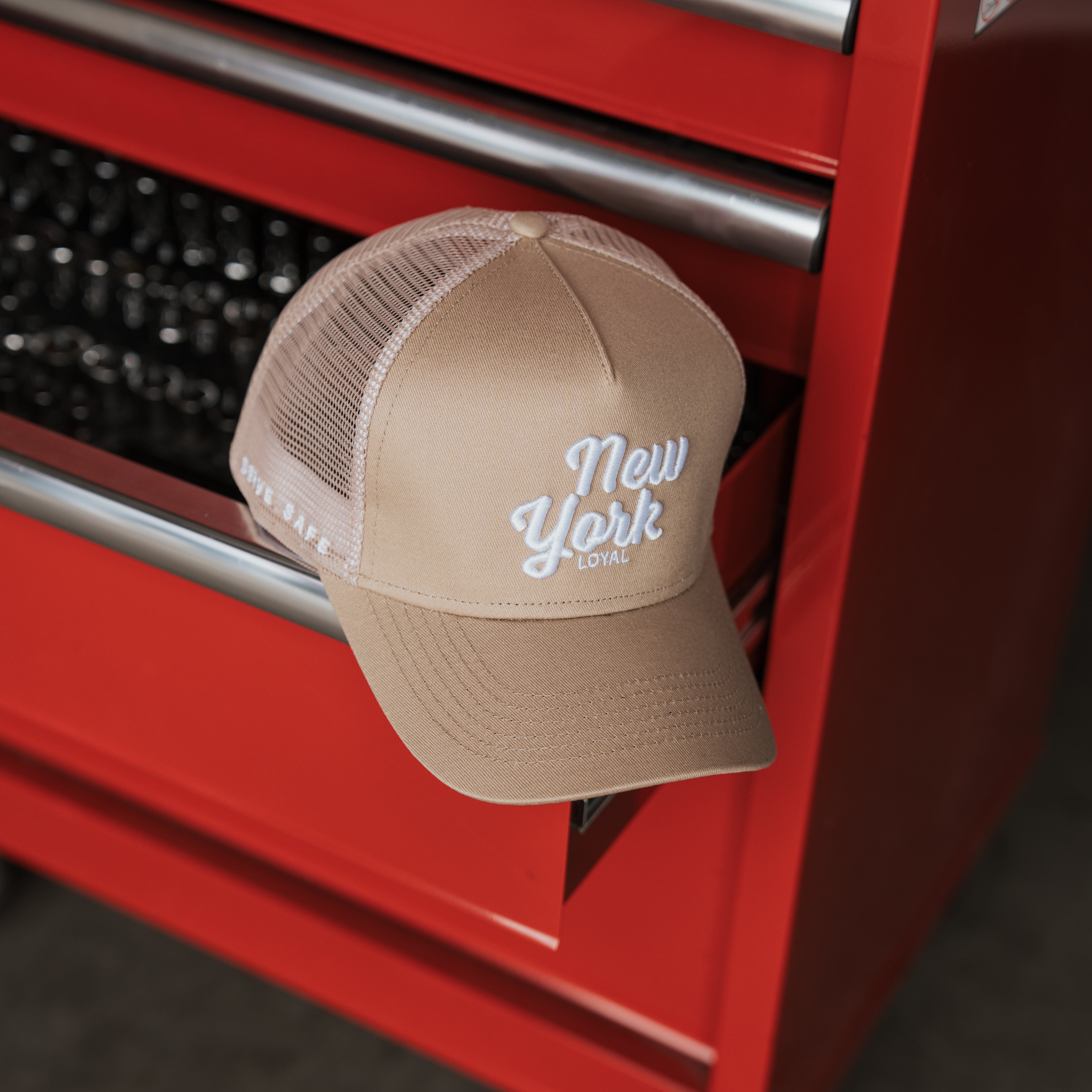 New York - Tan "Drive Safe" Trucker