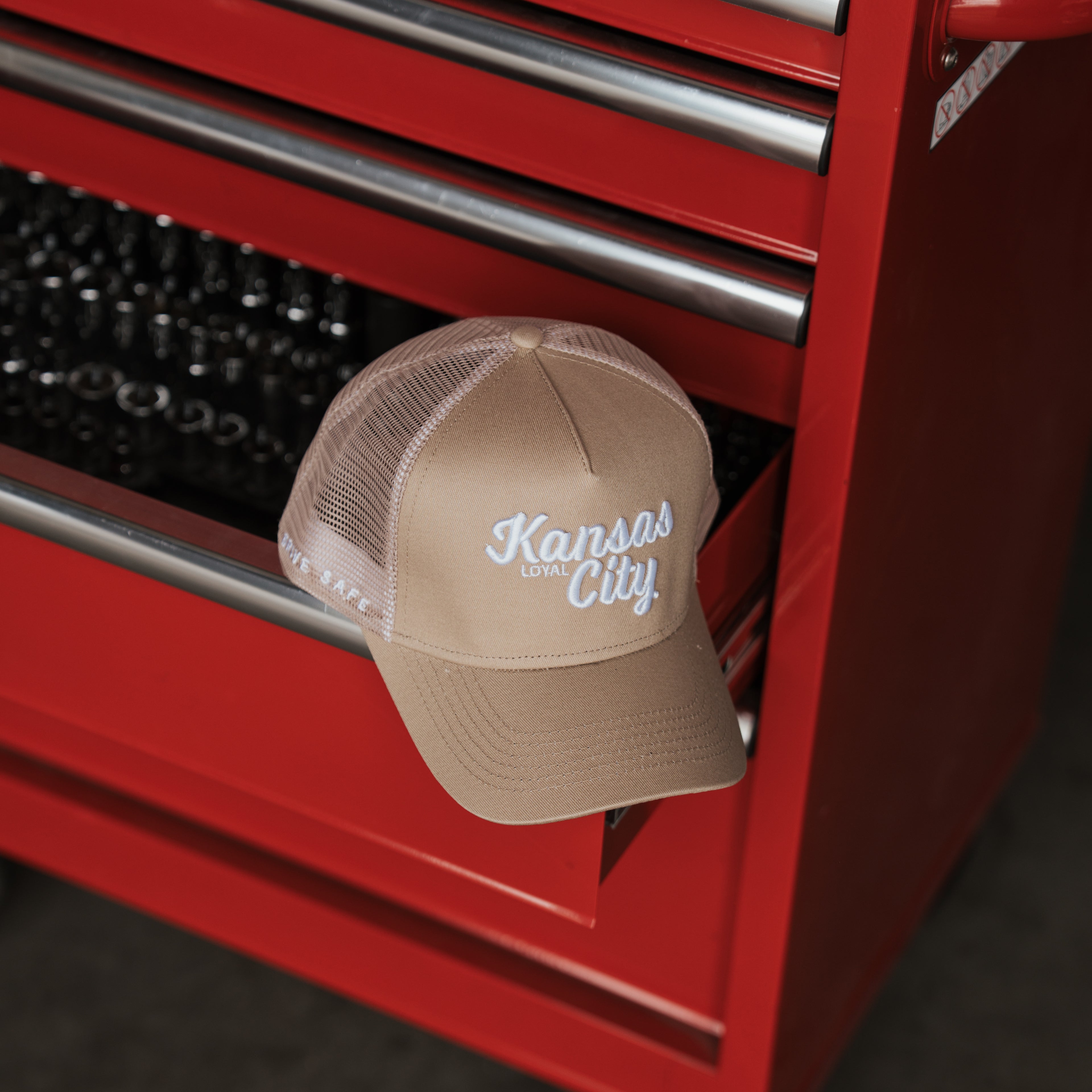 Kansas City - Tan "Drive Safe" Trucker
