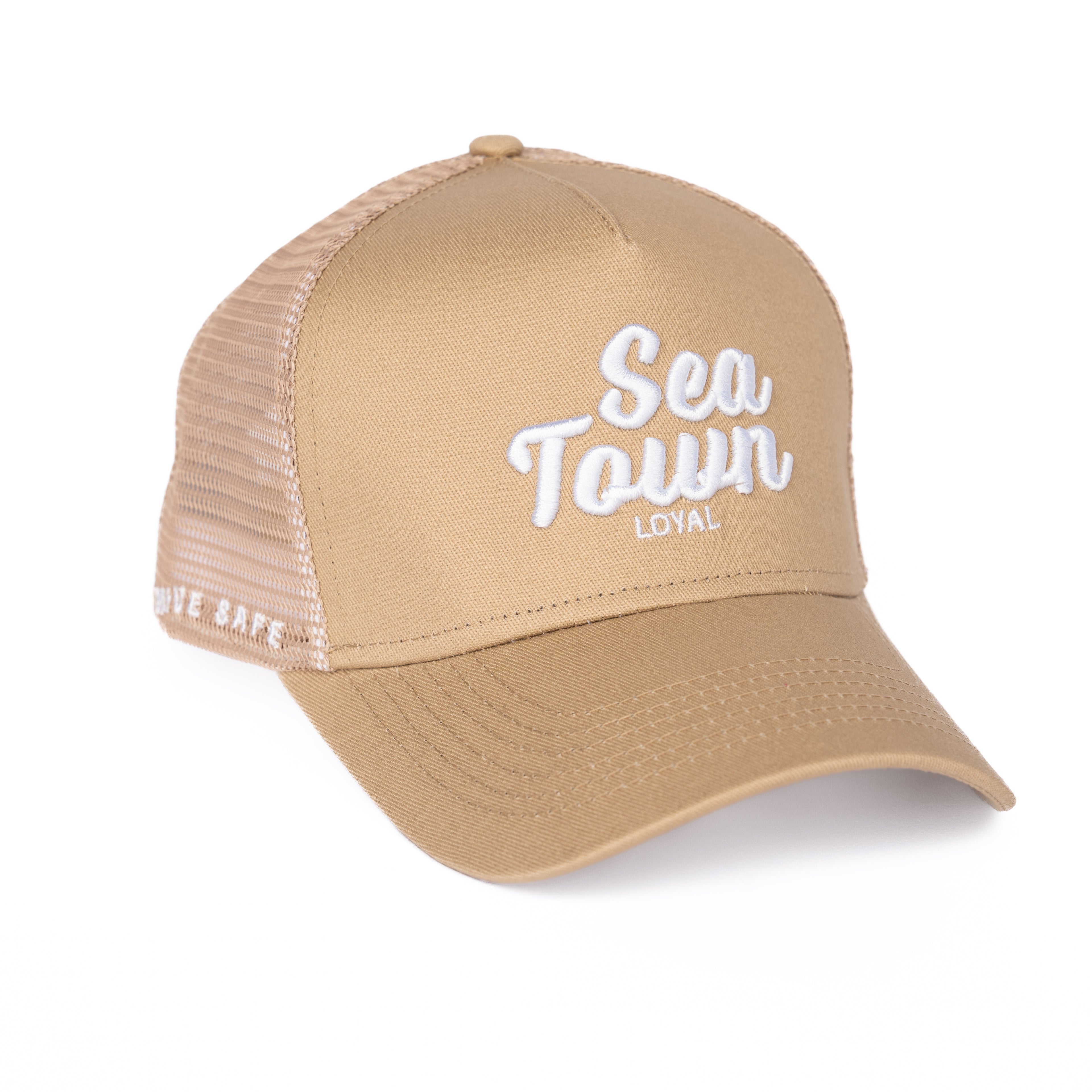 Sea Town - Tan "Drive Safe" Trucker